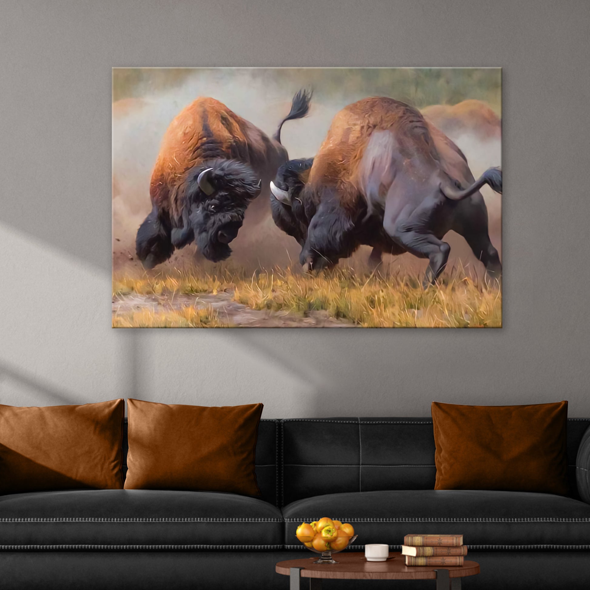 Bison Clash Canvas Wall Art - Image by Tailored Canvases