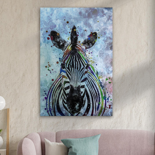 Rainbow Zebra Painting Portrait Canvas Wall Art - Image by Tailored Canvases