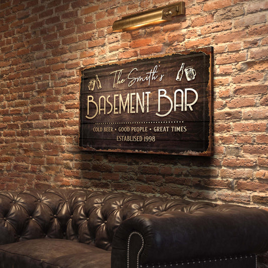 Family Basement Bar Sign II Style 1 - Image by Tailored Canvases