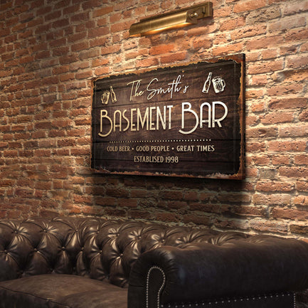 Family Basement Bar Sign II Style 1 - Image by Tailored Canvases