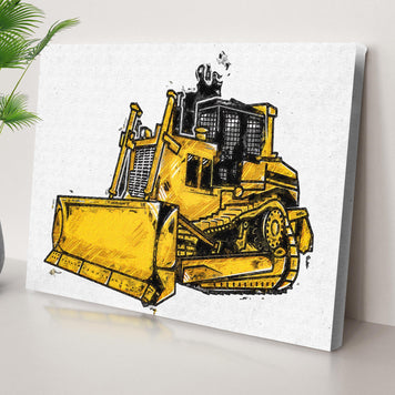 Construction Truck Bulldozer Canvas Wall Art