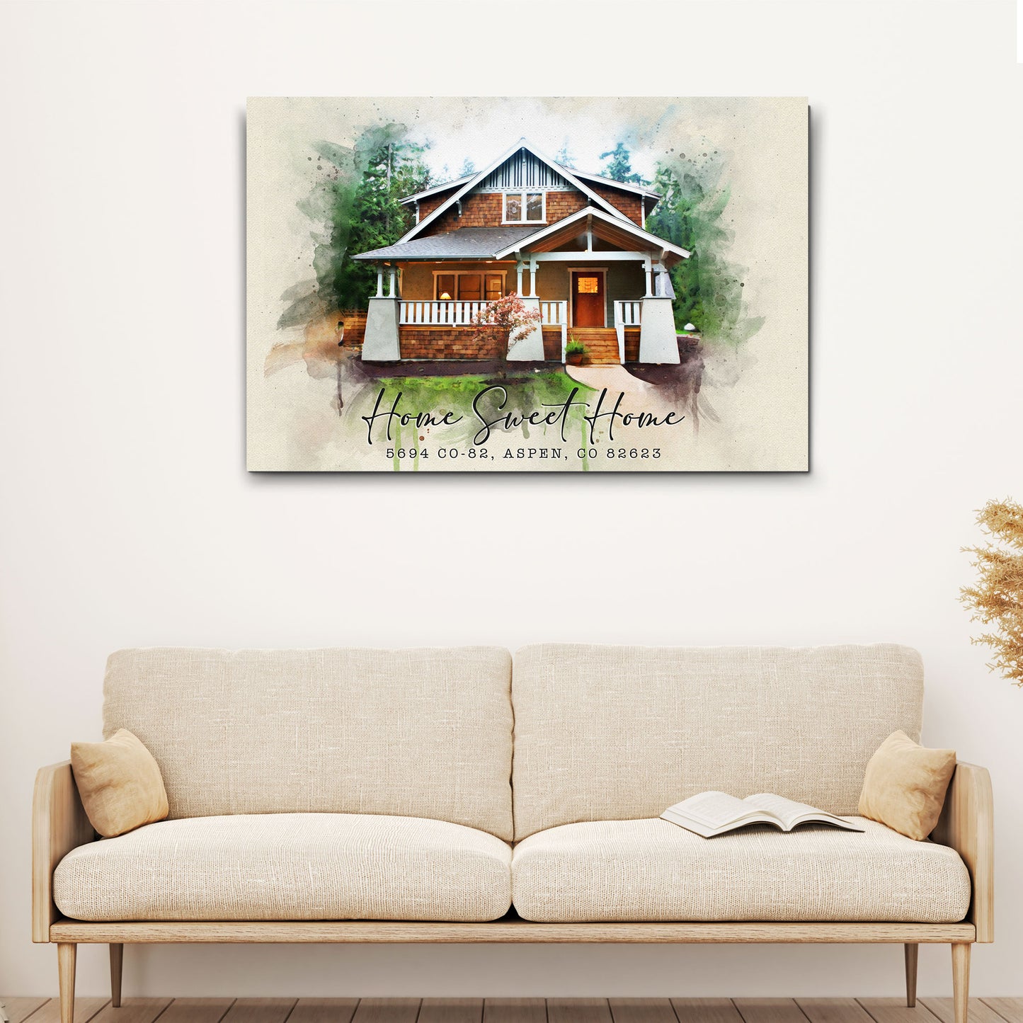 Home Sweet Home Watercolor Sign | Customizable Canvas- Image by Tailored Canvases