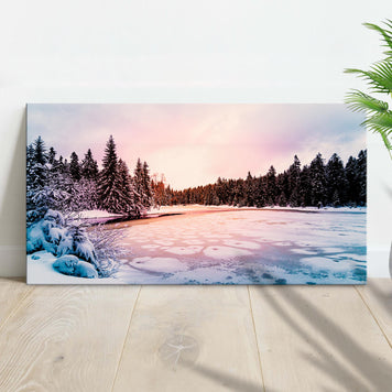 Winter Lake Wonderland Canvas Wall Art