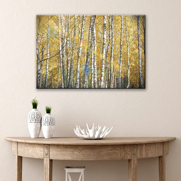 White Birch Trees With Golden Leaves Canvas Wall Art