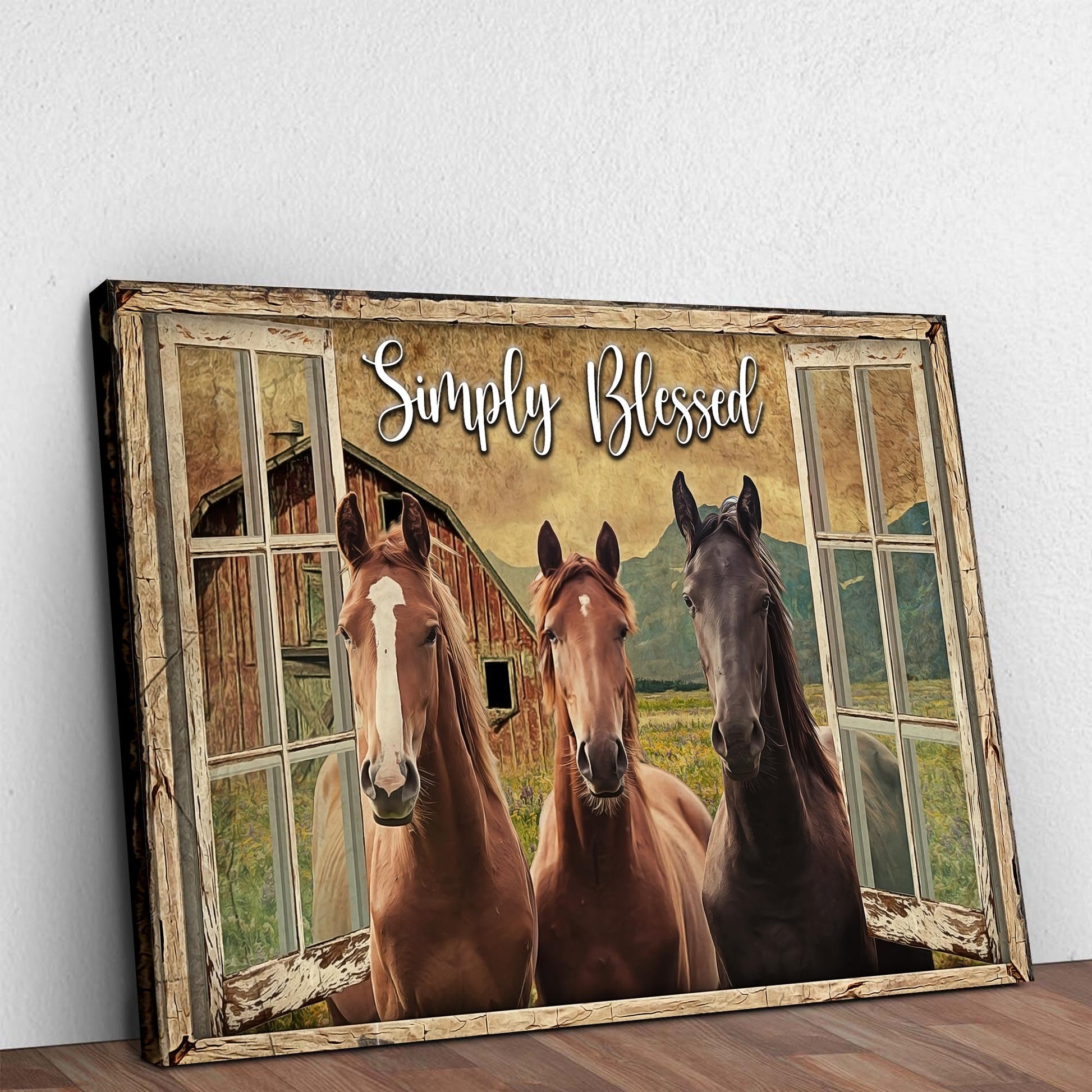 Simply Blessed Amazing Horse Farm Sign Style 2 - Image by Tailored Canvases