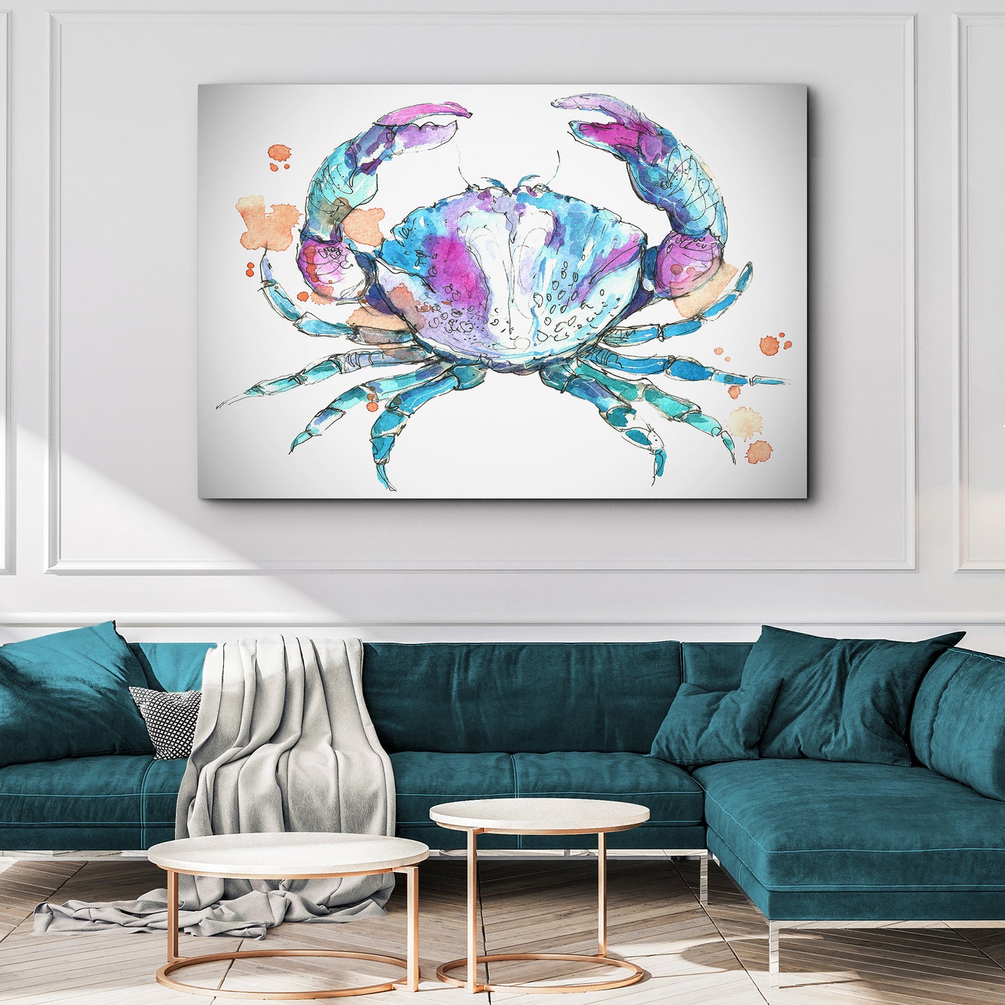Coastal Crab Watercolor Canvas Wall Art - Image by Tailored Canvases