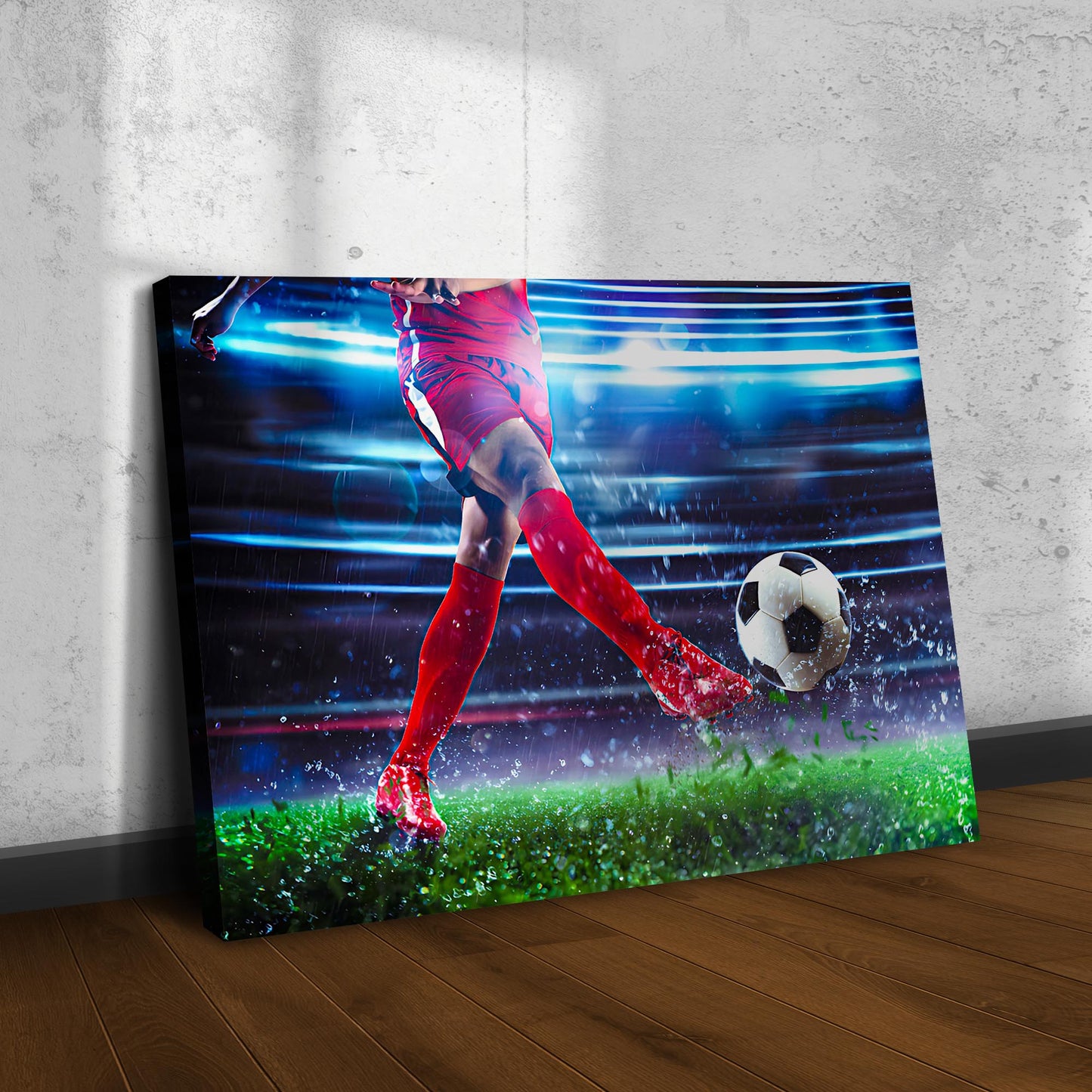 Soccer Kick Grunge Canvas Wall Art Style 2 - Image by Tailored Canvases