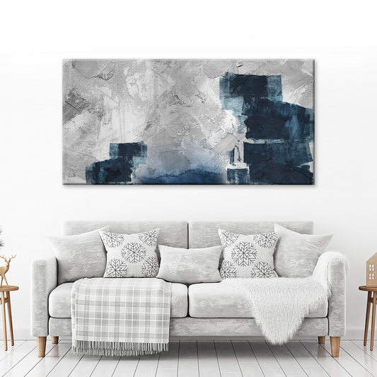 Blue Grey Brushstroke Art Canvas Wall Art - Image by Tailored Canvases