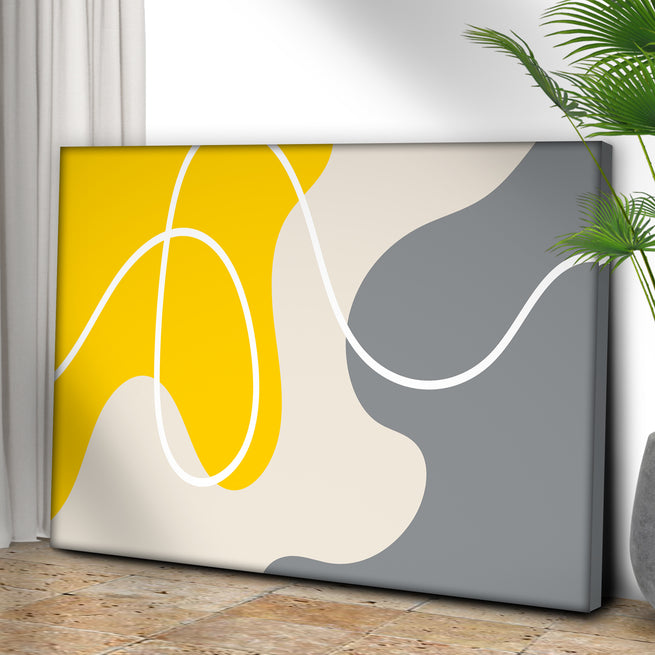 Abstract Line Yellow And Grey Canvas Wall Art by Tailored Canvases