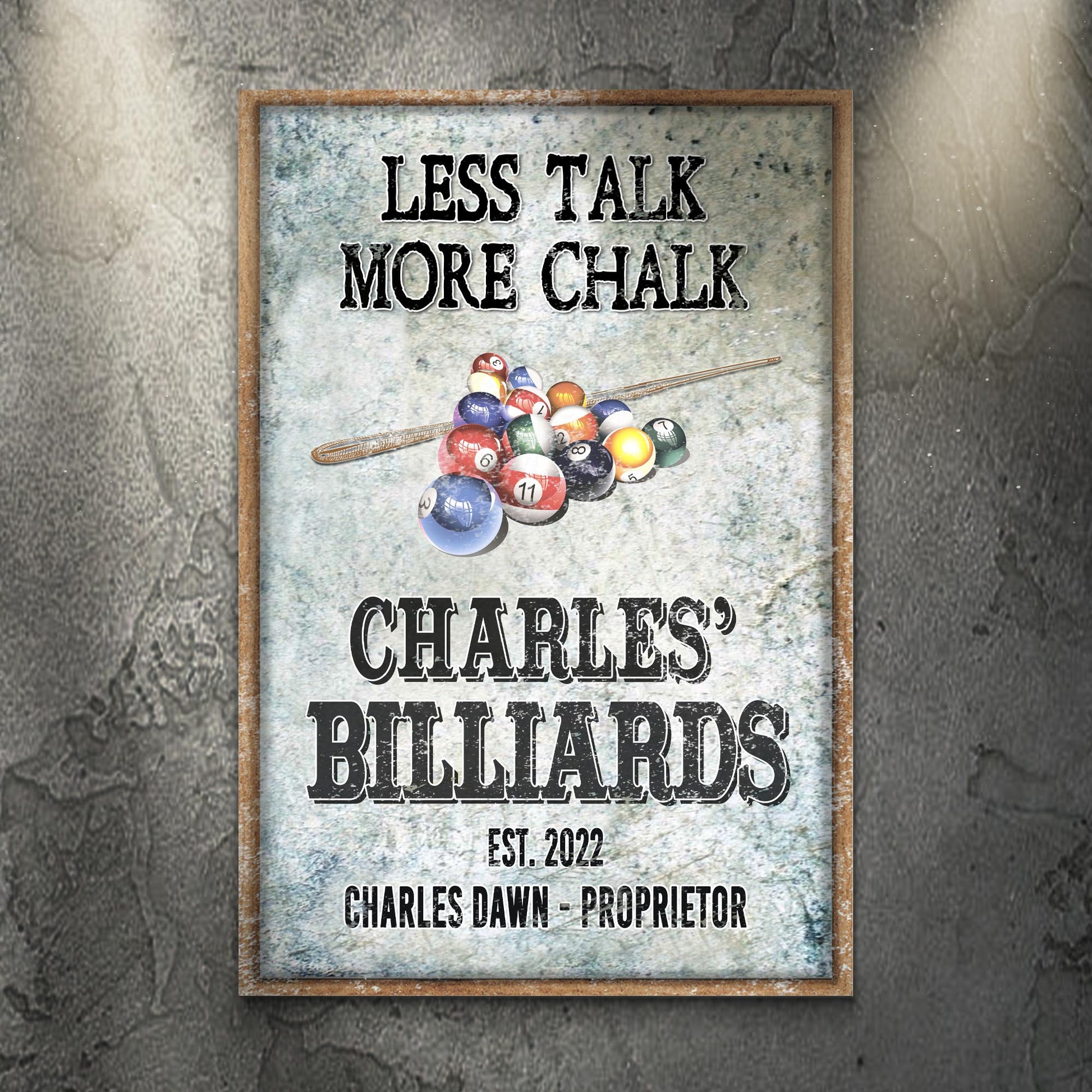 Less Talk More Chalk Billiards Sign - Image by Tailored Canvases