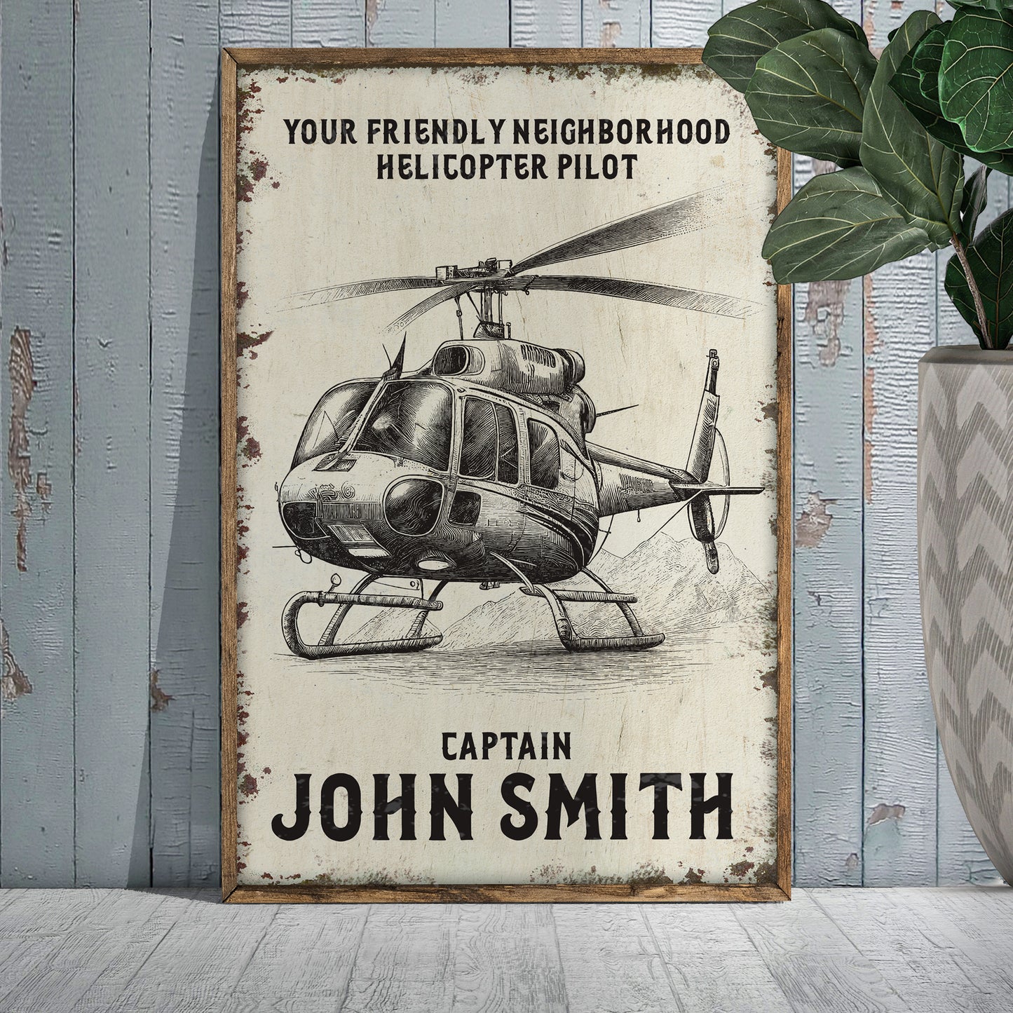 Helicopter Pilot Name Sign Style 1 - Image by Tailored Canvases