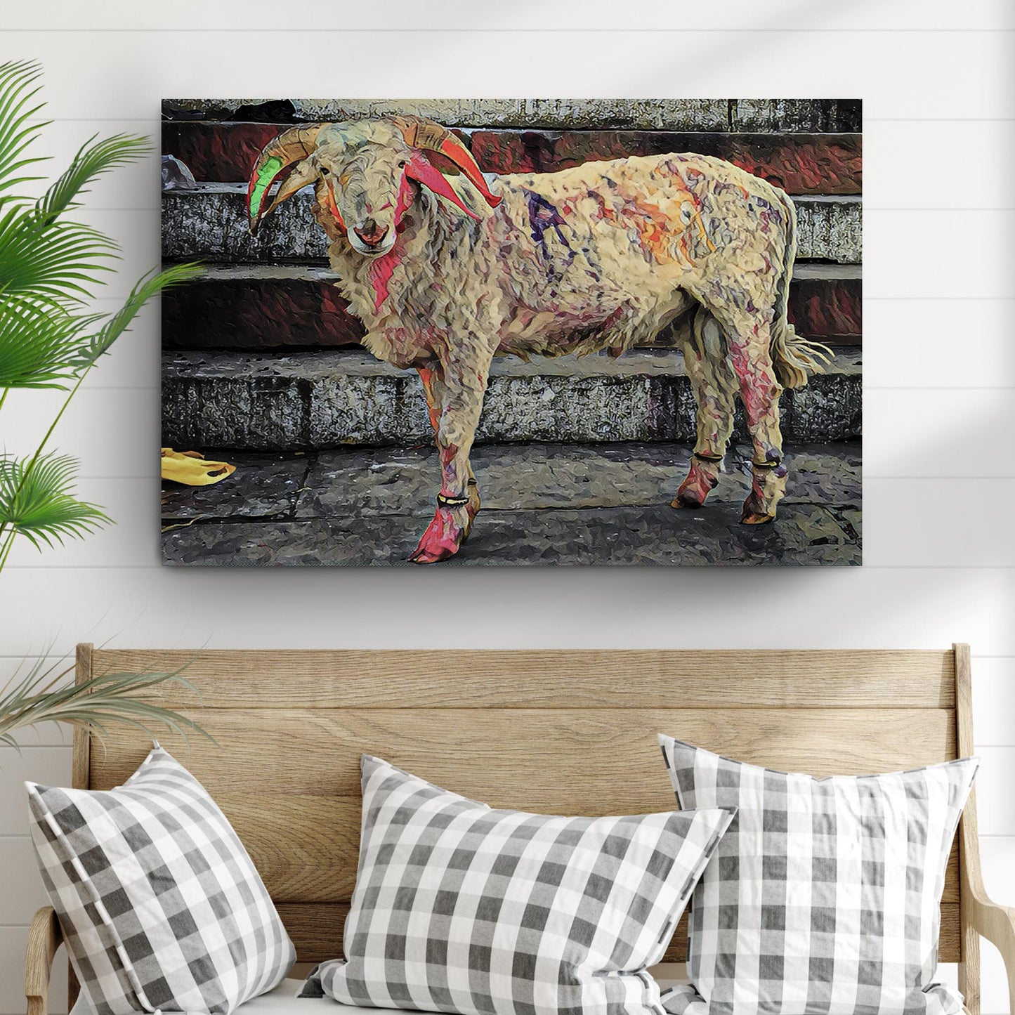 Colored Sheep In Paint Splash Canvas Wall Art - Image by Tailored Canvases