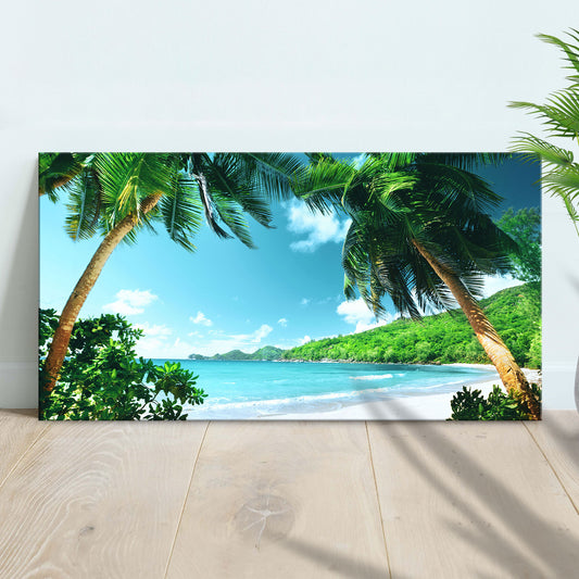 Coconut Trees And Tropical Beach Canvas Wall Art - Image by Tailored Canvases