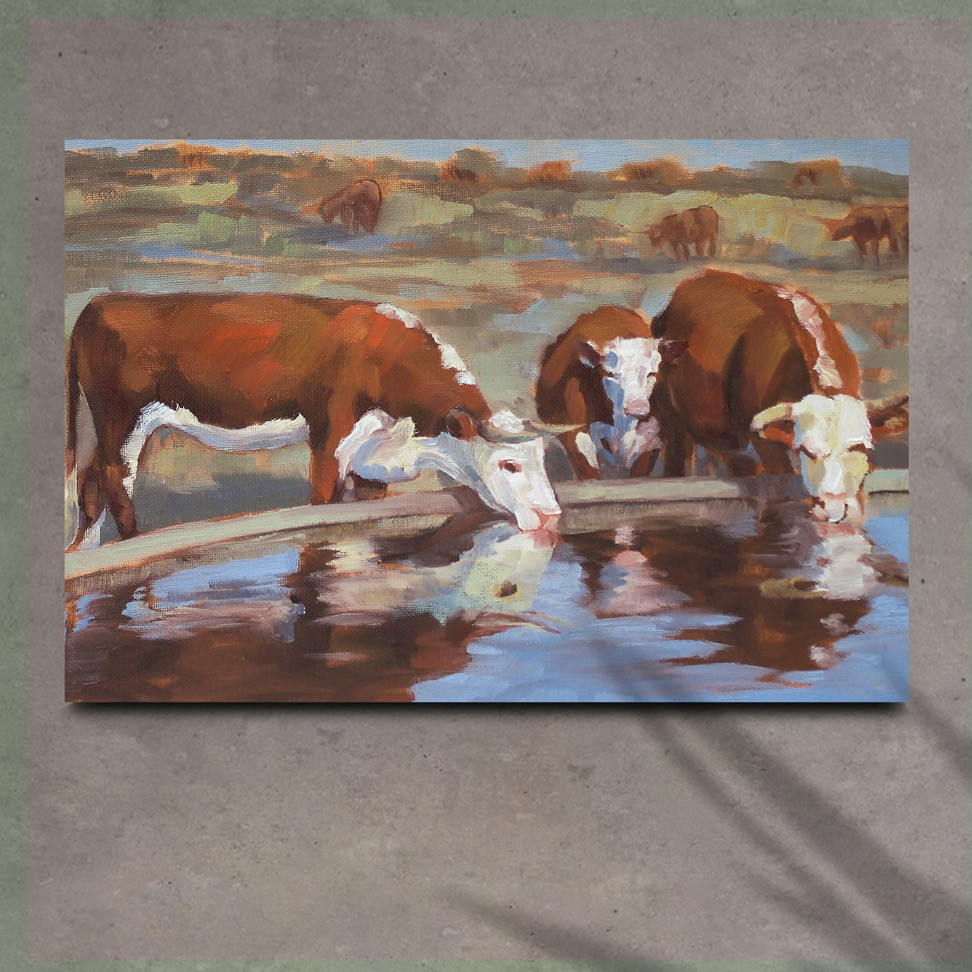 Watercolor Hereford Cattle Canvas Wall Art - Image by Tailored Canvases