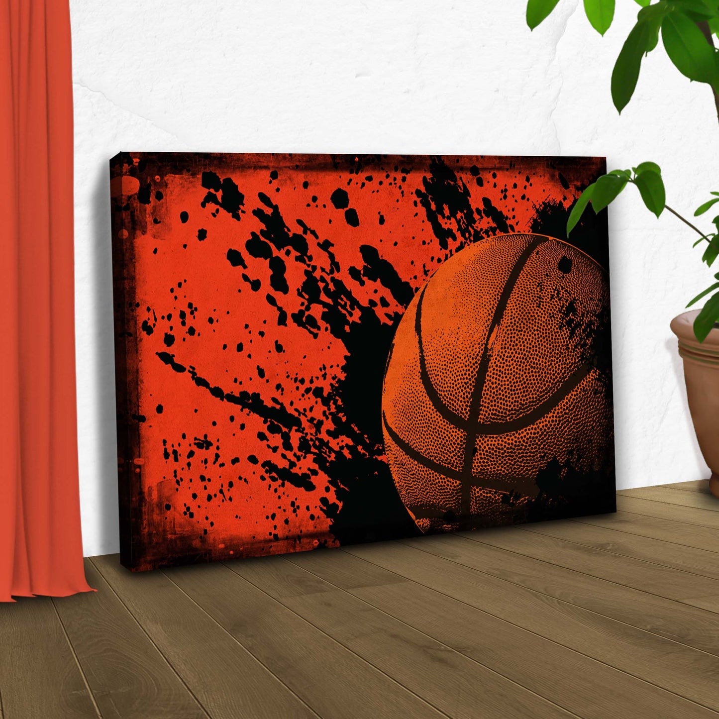 Basketball Grunge Canvas Wall Art Style 2 - Image by Tailored Canvases