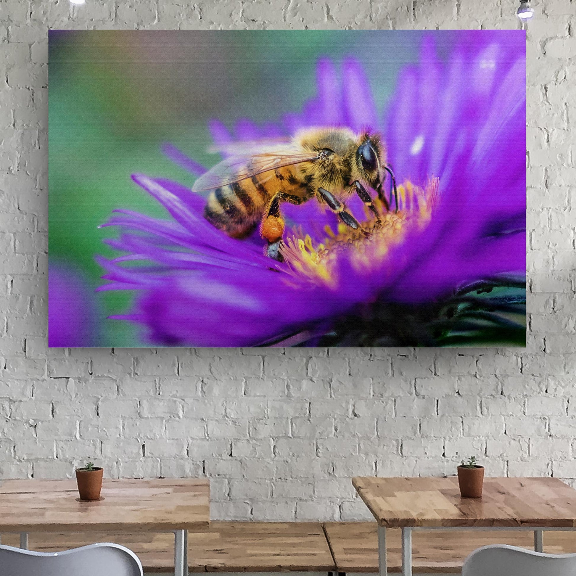 Honey Bee Up Close Canvas Wall Art - Image by Tailored Canvases