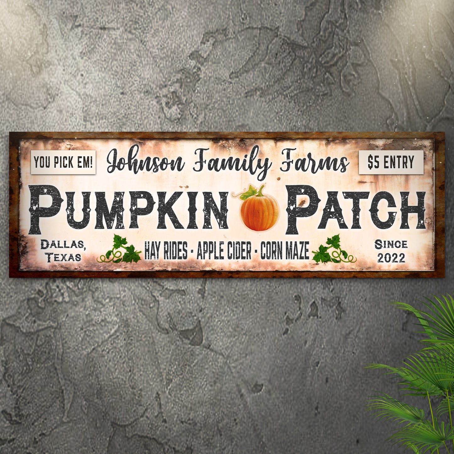 Family Farms Pumpkin Patch Sign Style 1 - Image by Tailored Canvases