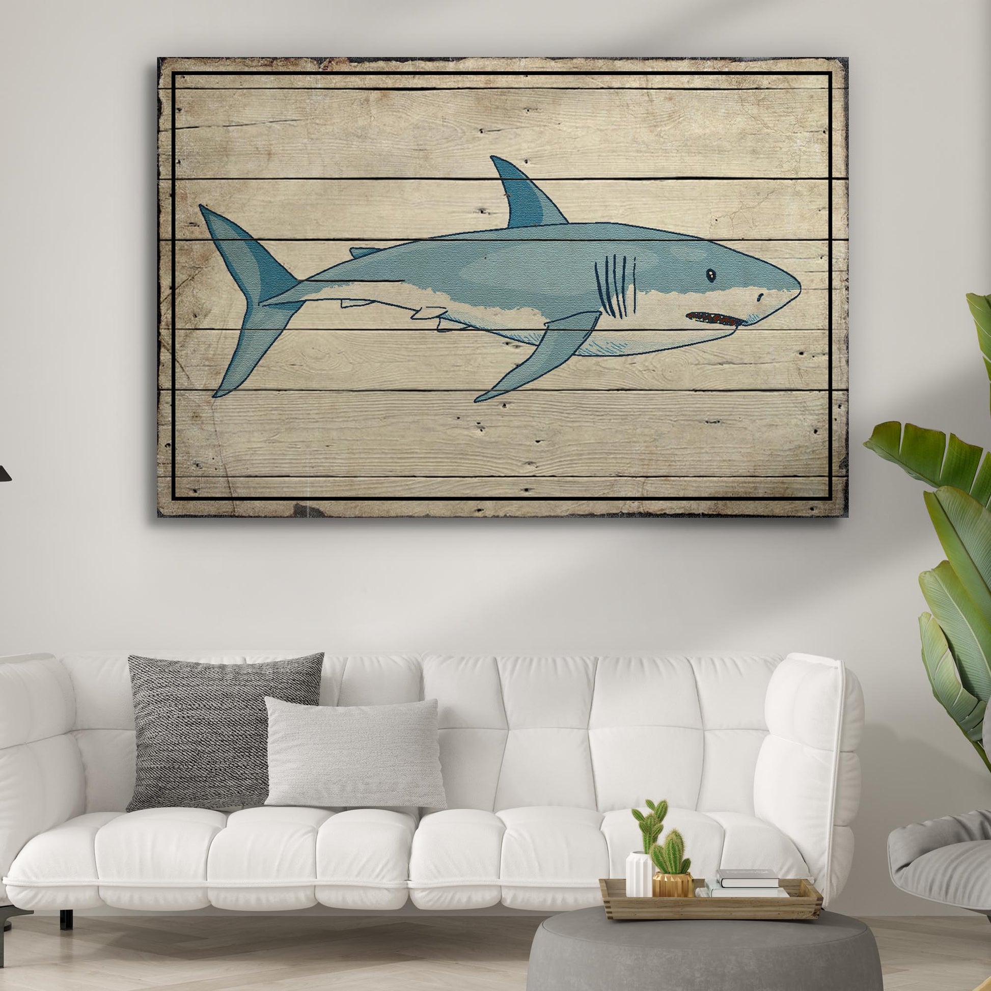 Grey Reef Shark on Wood Canvas Wall Art - Image by Tailored Canvases