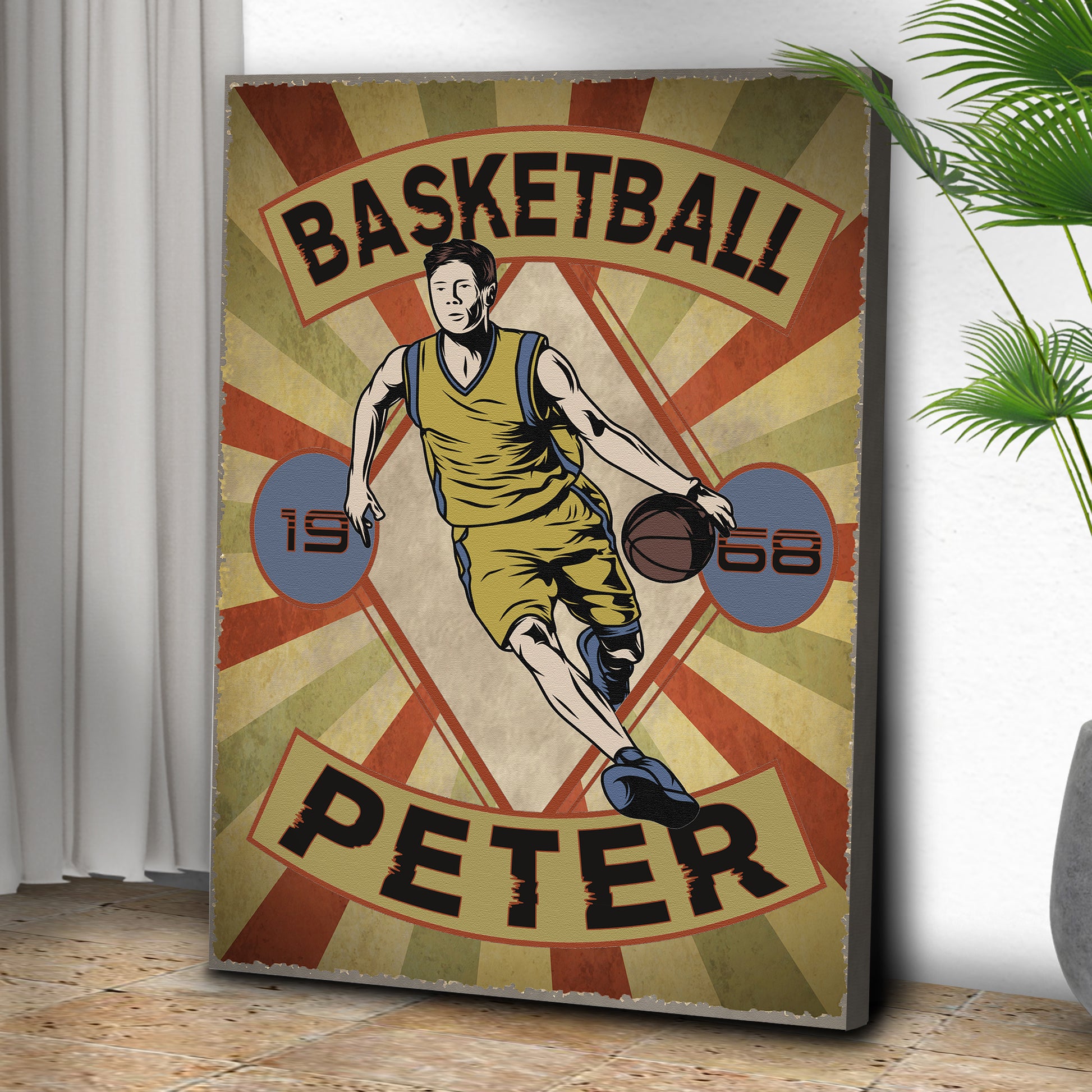 Basketball Male Sign | Customizable Canvas Style 2 - Image by Tailored Canvases