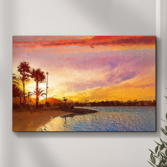 Wash Out Sunset By The Tropical Beach Canvas Wall Art - Image by Tailored Canvases