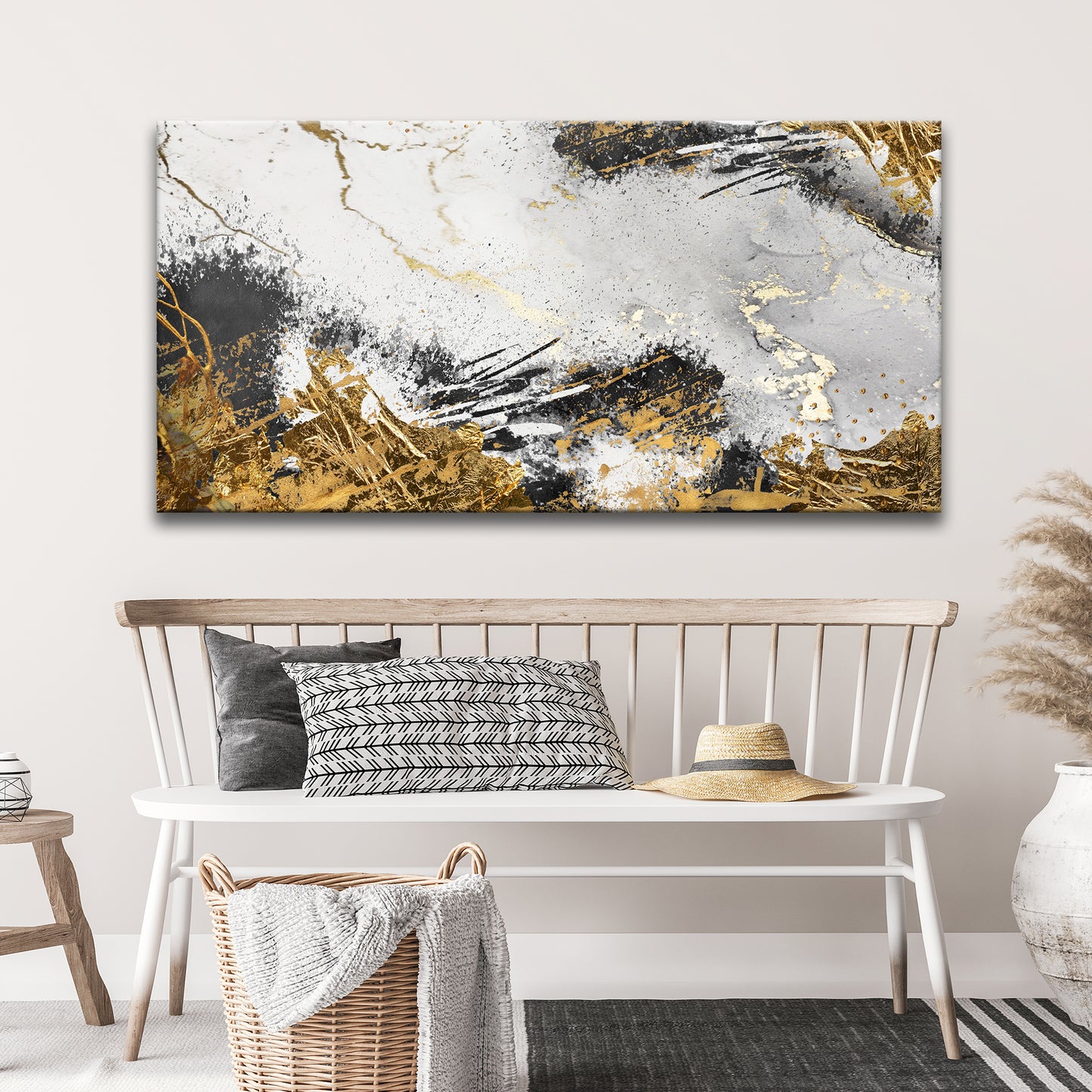 Sky Gold Abstract Painting Canvas Wall Art  - Image by Tailored Canvases