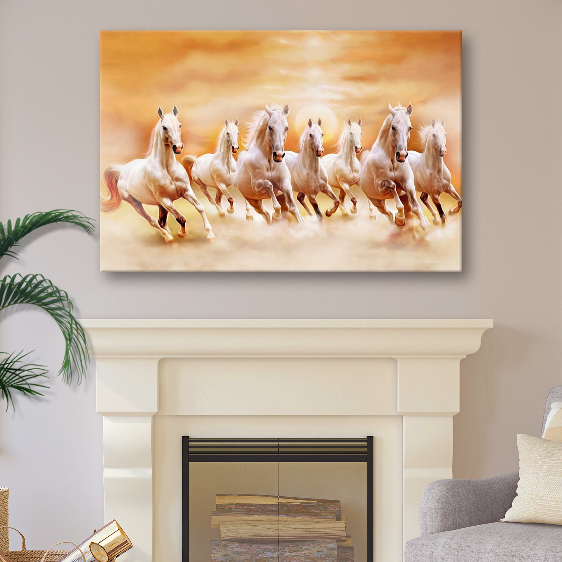 Running Horses At Sunrise Canvas Wall Art - Image by Tailored Canvases