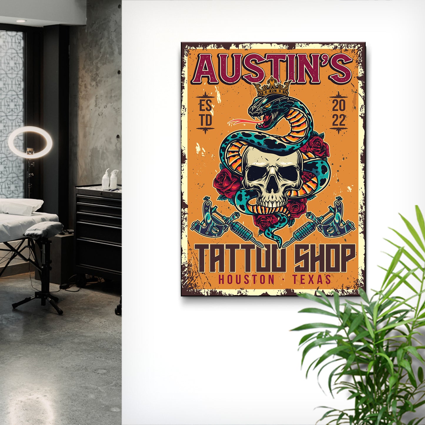 Custom Tattoo Shop Sign V | Customizable Canvas - Image by Tailored Canvases