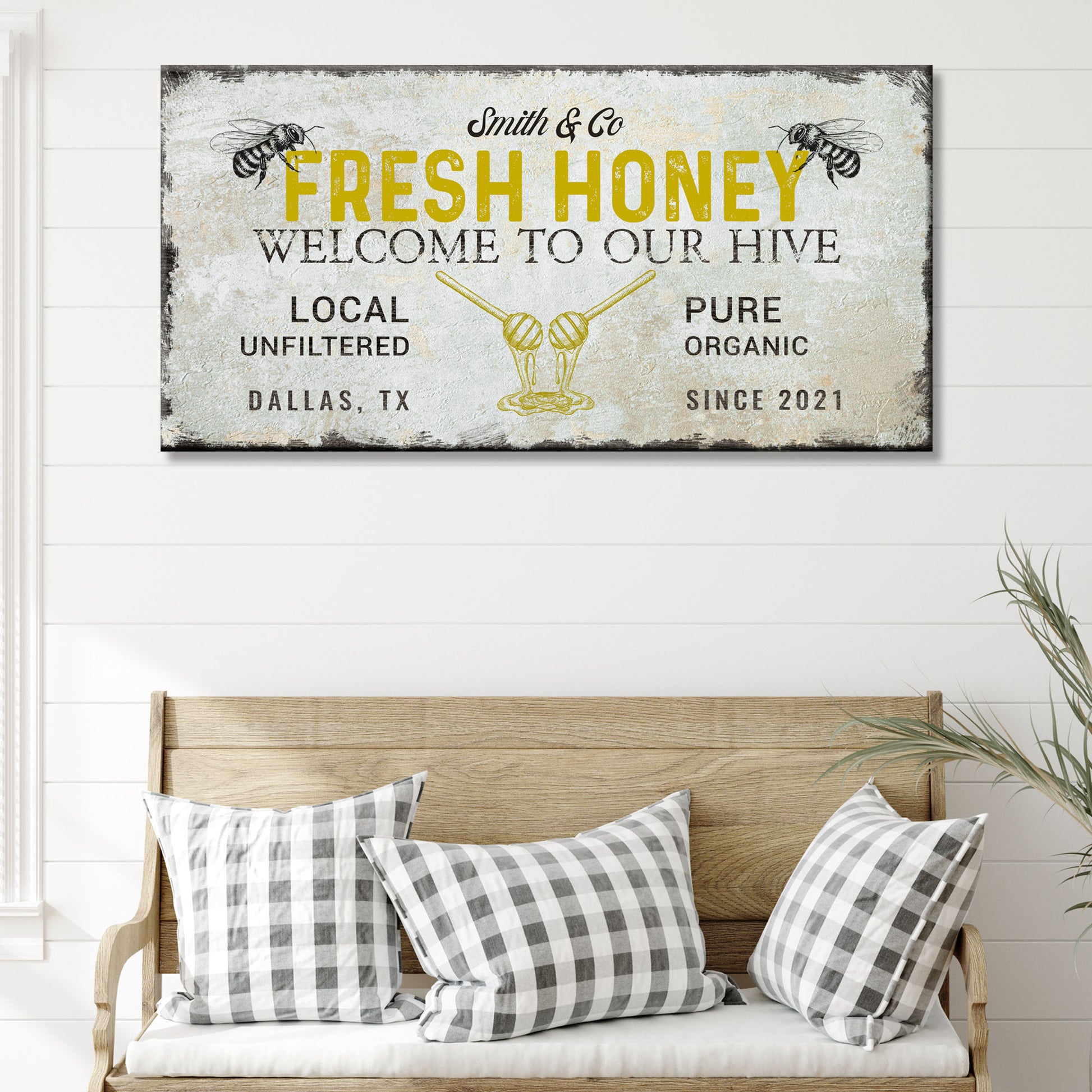 Family's Fresh Honey Sign Style 1 - Image by Tailored Canvases
