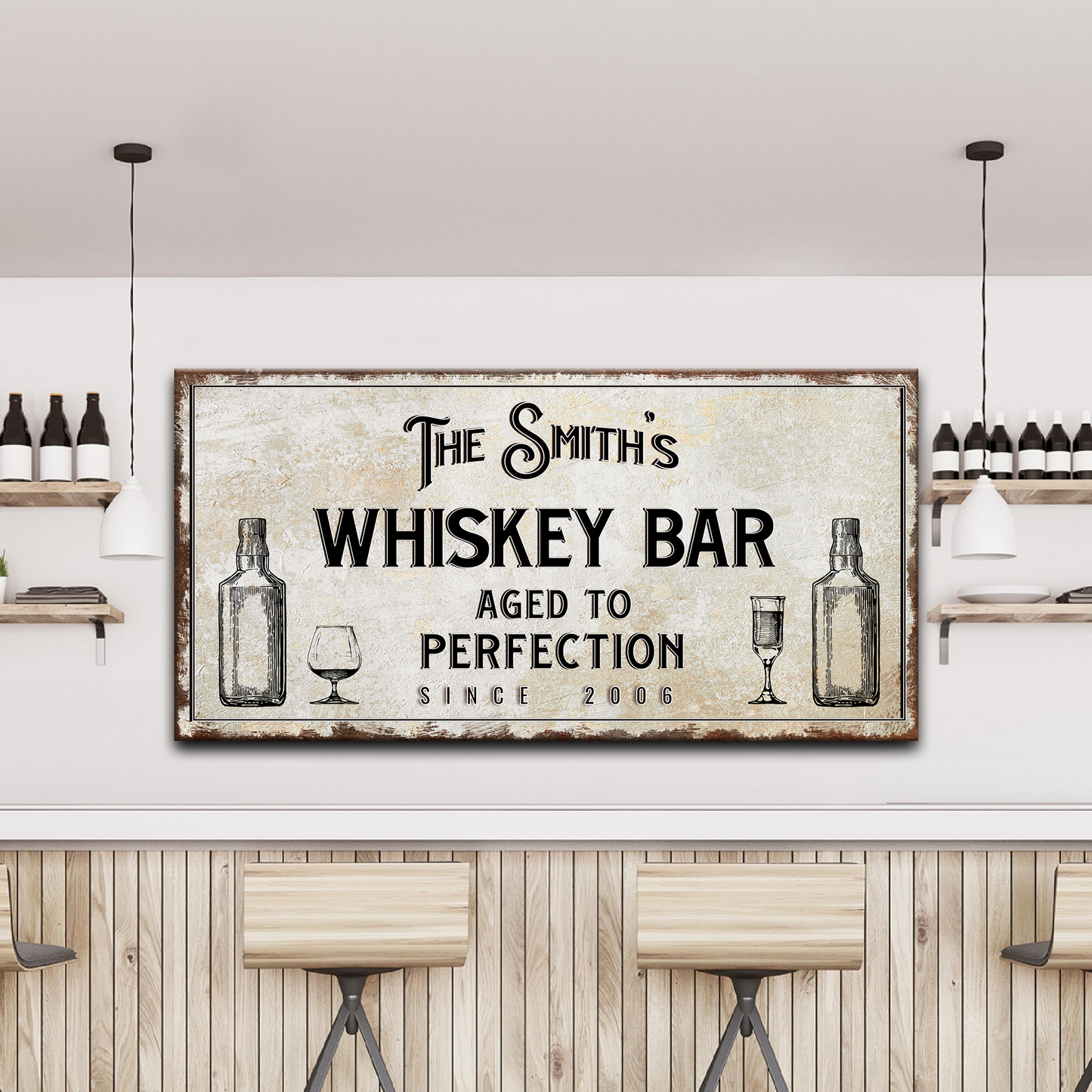 Whiskey Bar Sign Style 1 - Image by Tailored Canvases