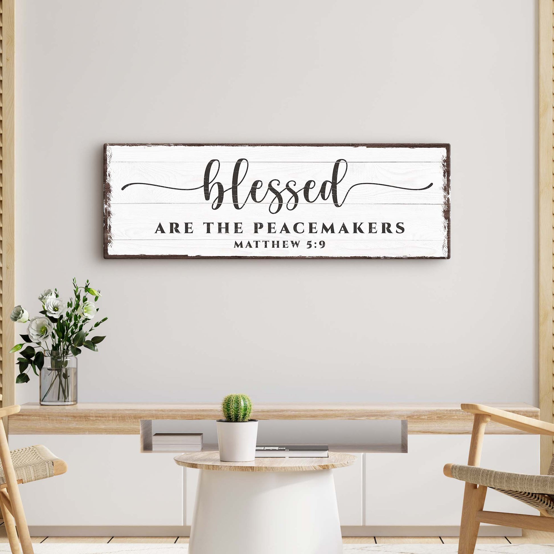 Matthew 5:9 - Blessed Are The Peacemakers Sign Style 1 - Image by Tailored Canvases