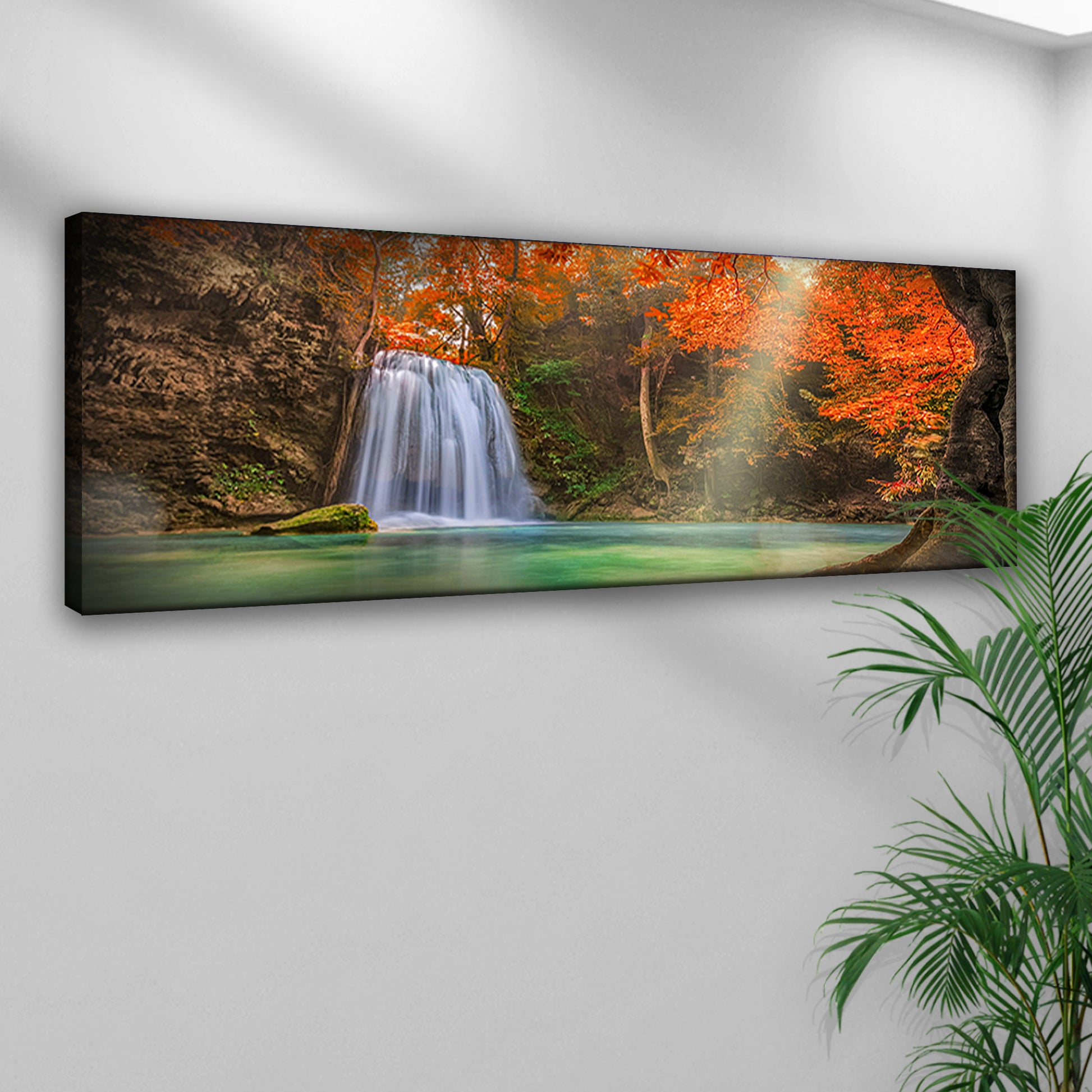 Erawan Waterfalls In Autumn Canvas Wall Art Style 1 - Image by Tailored Canvases