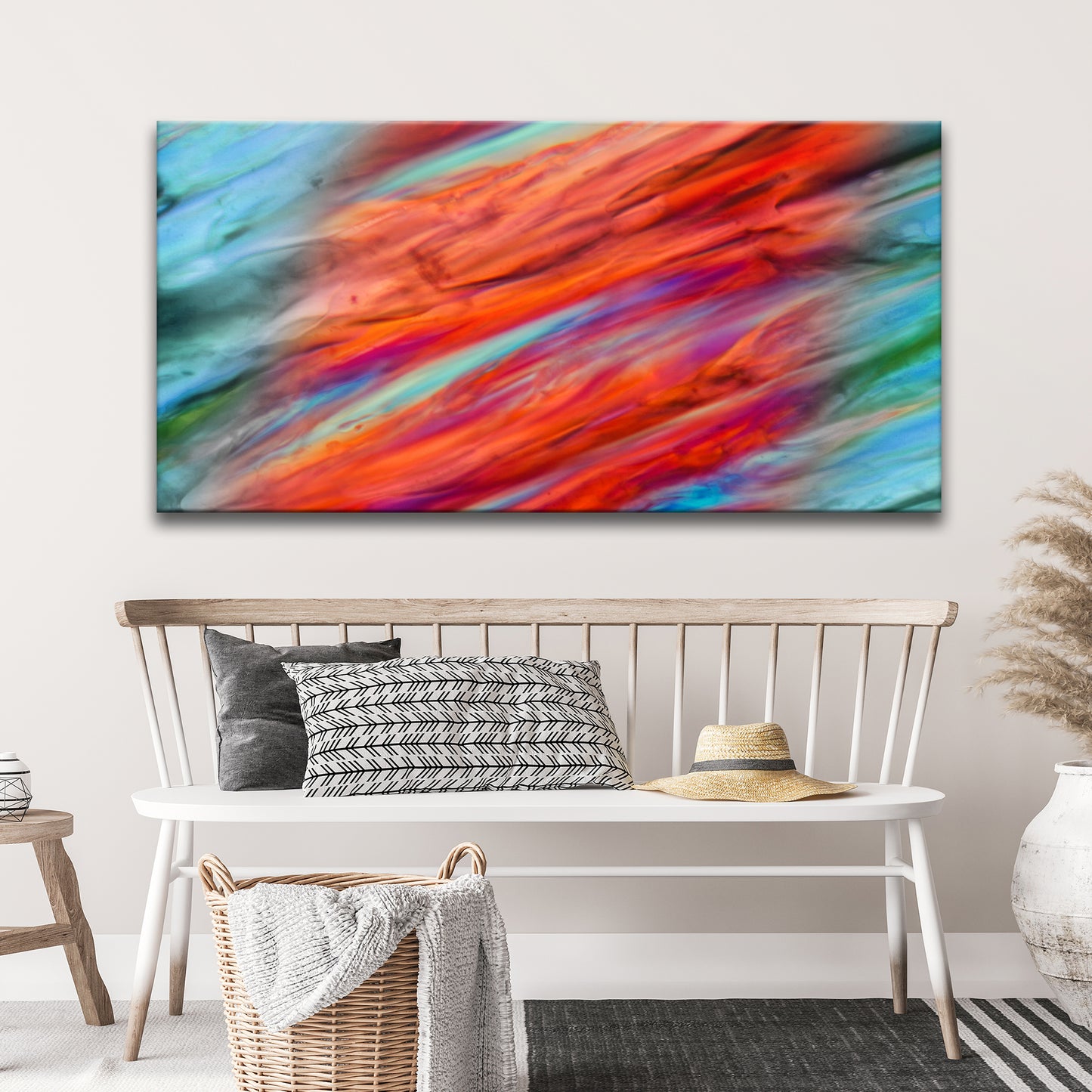 Teal And Orange Abstract Painting Canvas Wall Art  - Image by Tailored Canvases