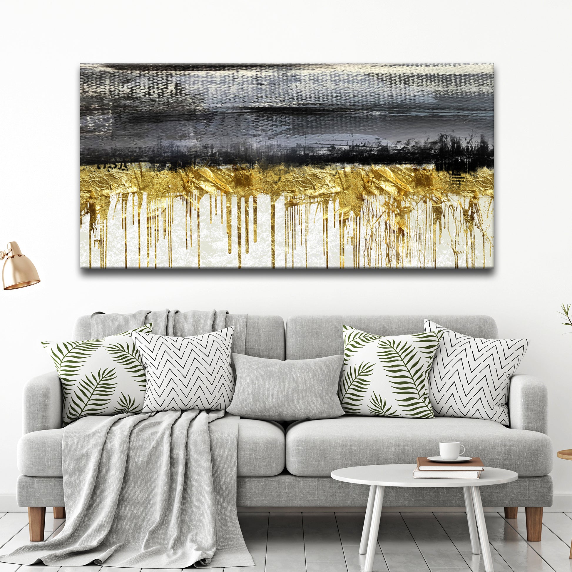 Slash Gold Abstract Art Canvas Wall Art Style 1 - Image by Tailored Canvases