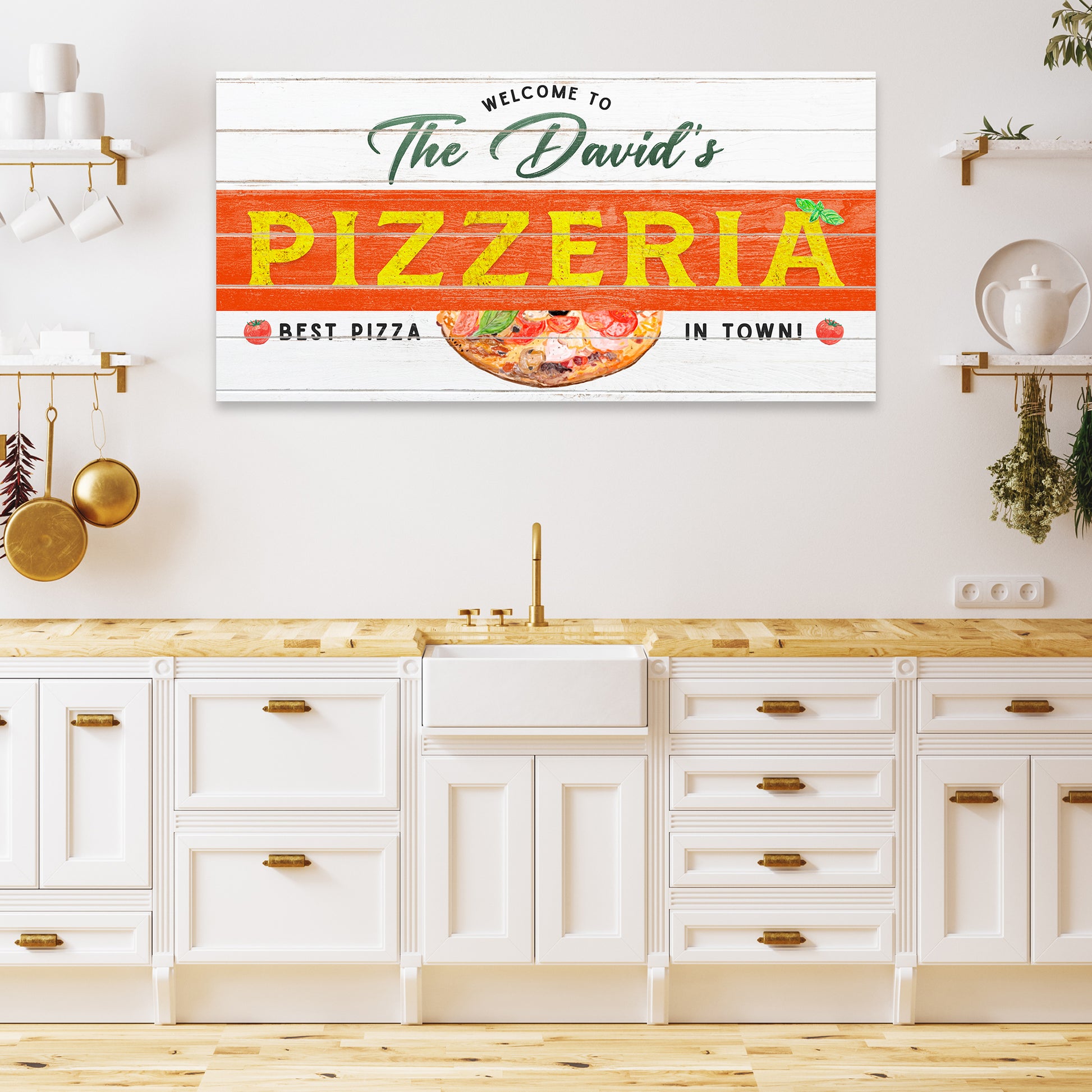 Best Pizza In Town Pizzeria Sign Style 1 - Image by Tailored Canvases