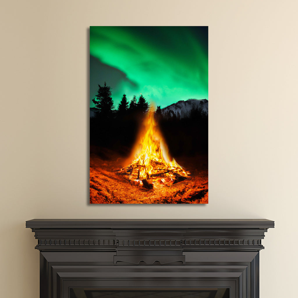 Natural Wonders Campfire Northern Lights Canvas Wall Art by Tailored Canvases