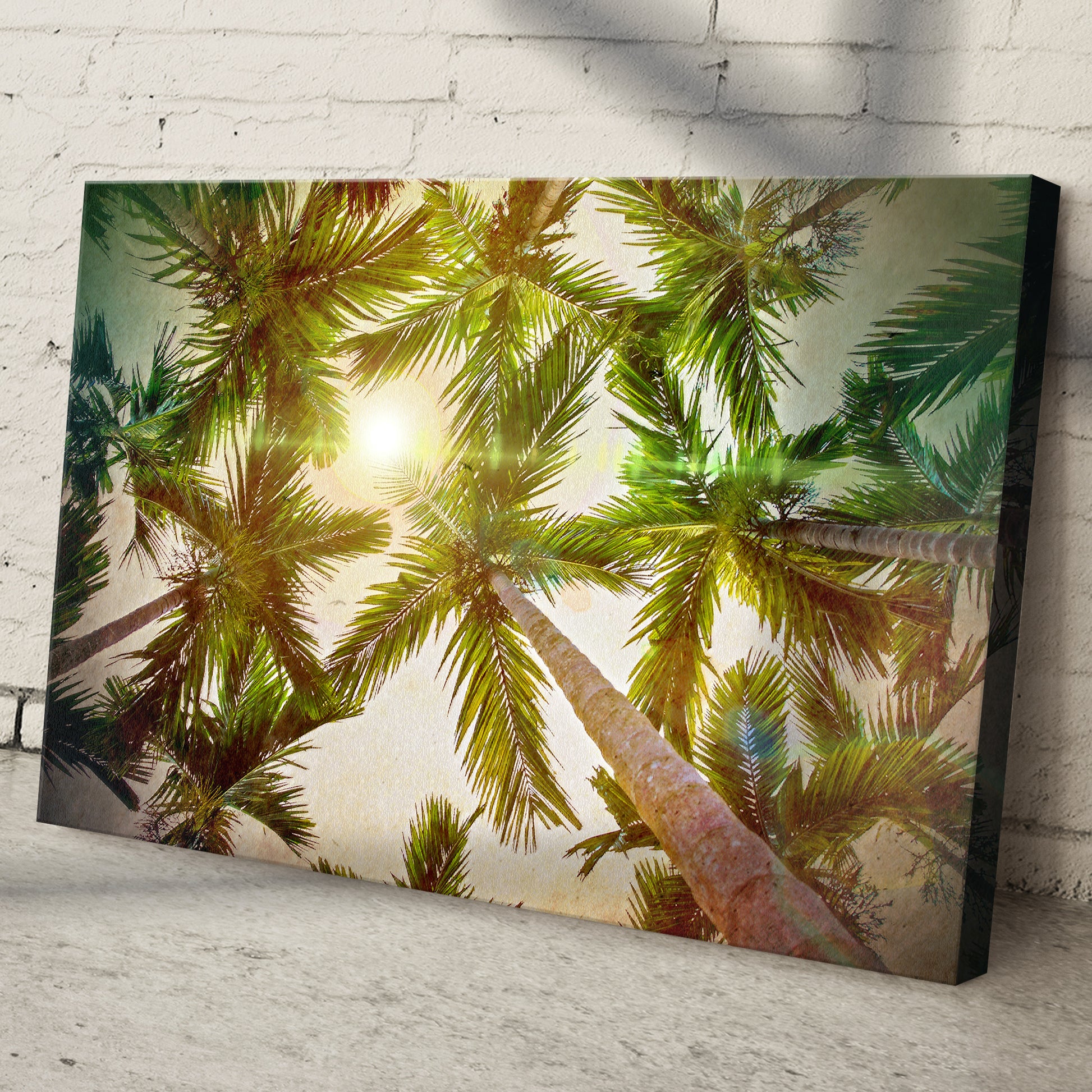 Looking Up Palm Trees Canvas Wall Art Style 1 - Image by Tailored Canvases