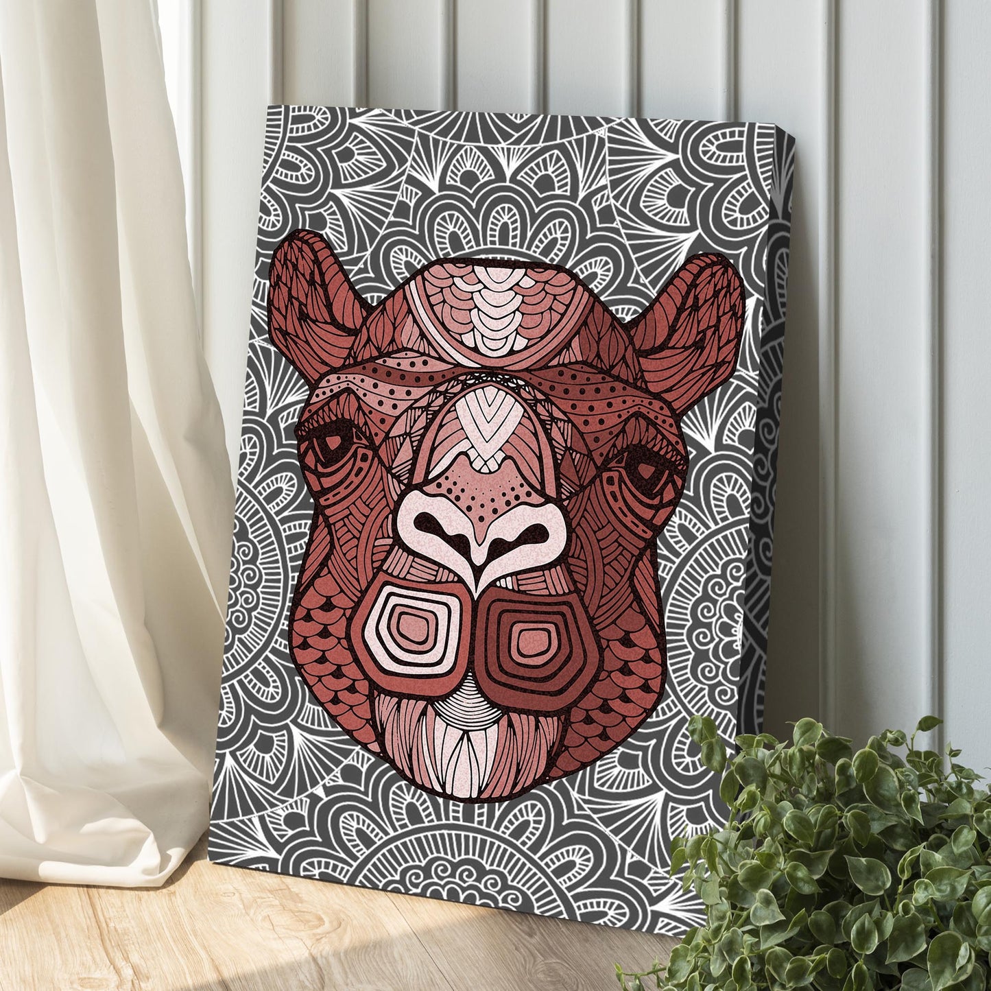 Zentangle Camel Portrait Canvas Wall Art Style 1 - Image by Tailored Canvases