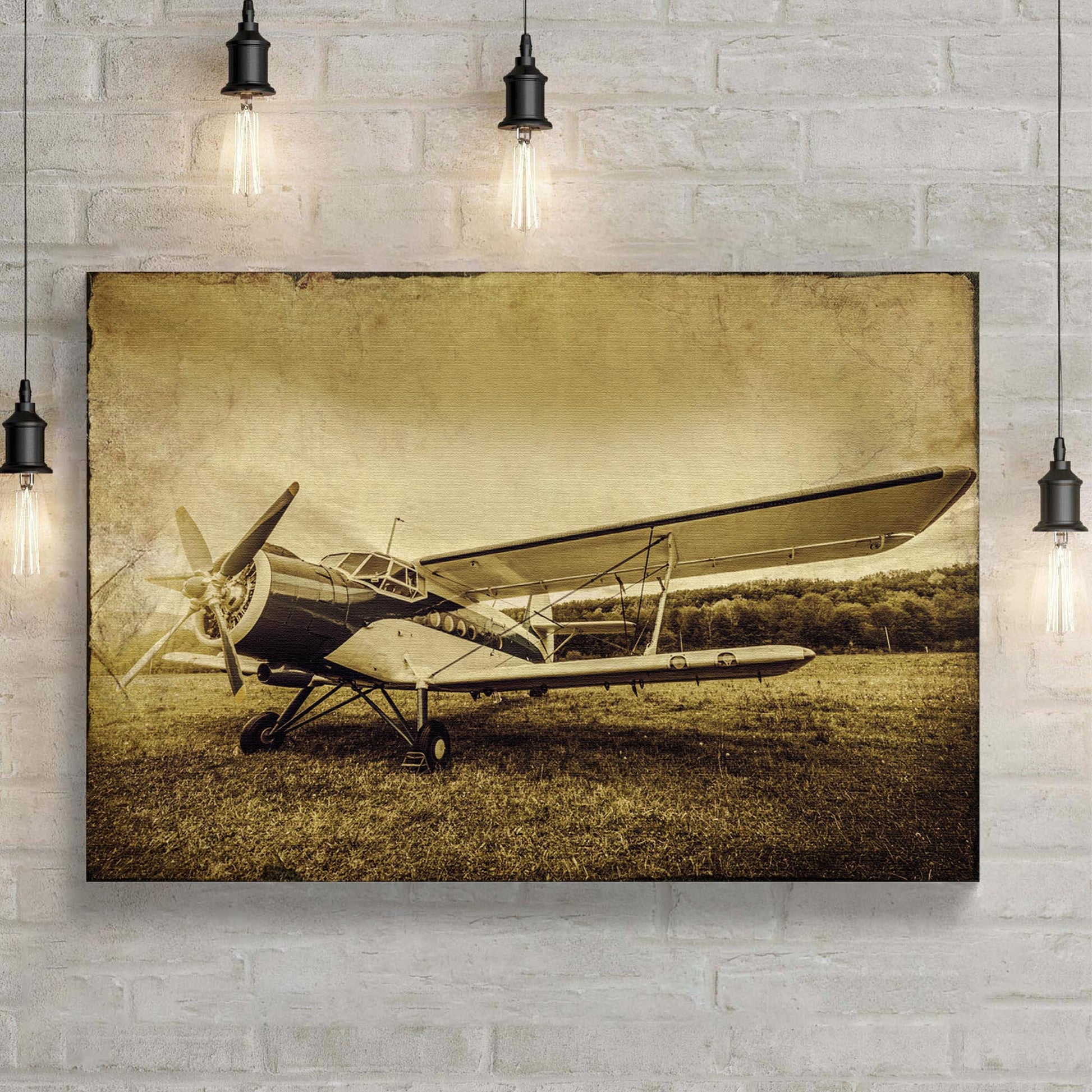 Vintage Airplane Grunge Canvas Wall Art Style 1 - Image by Tailored Canvases