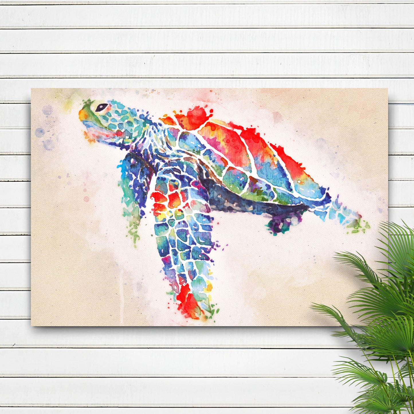 Coral Reef Sea Turtle Watercolor Canvas Wall Art Style 1 - Image by Tailored Canvases