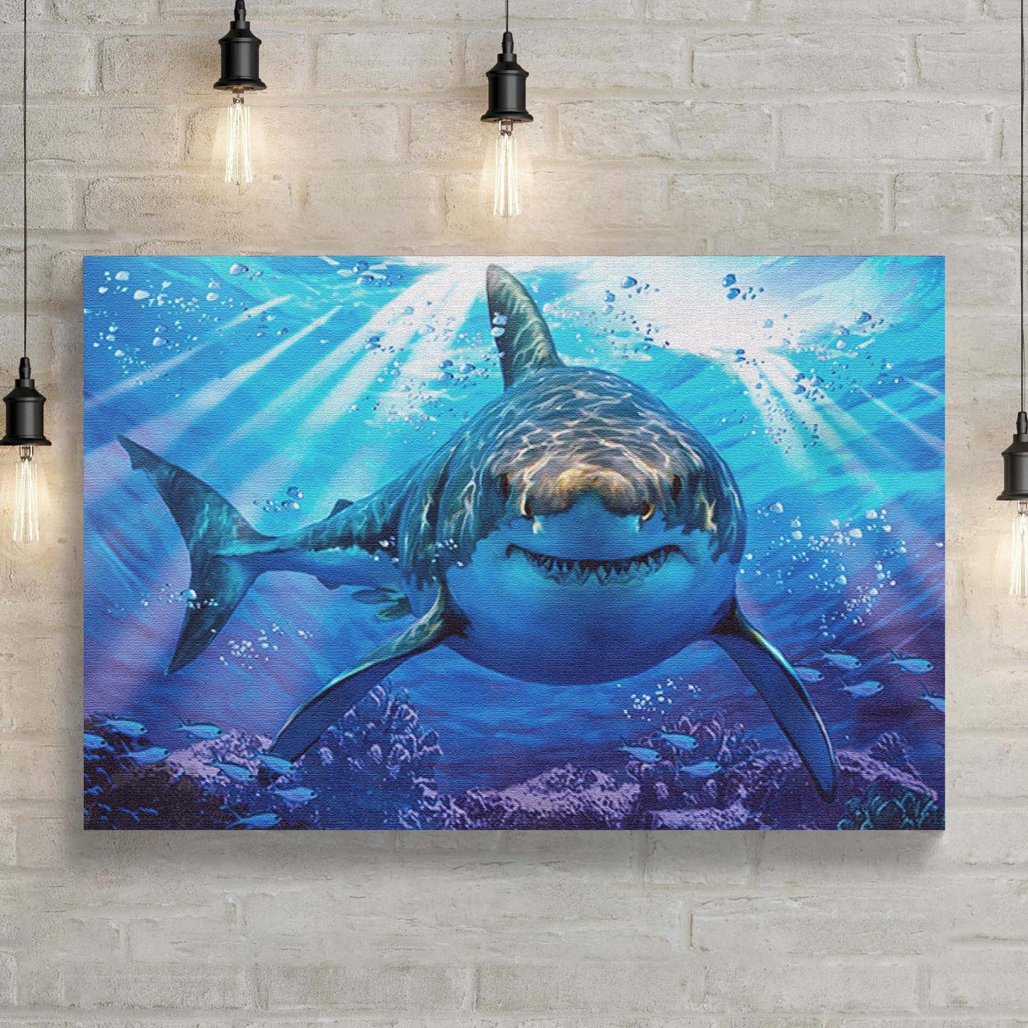 Underwater White Shark Canvas Wall Art Style 1 - Image by Tailored Canvases