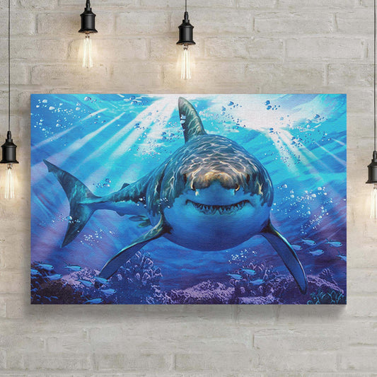 Underwater White Shark Canvas Wall Art - Image by Tailored Canvases