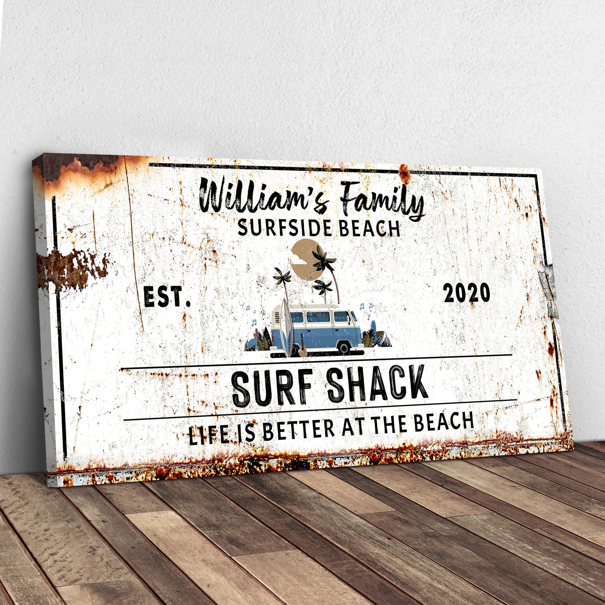 Surfside Beach Family Surf Shack Sign Style 1 - Image by Tailored Canvases