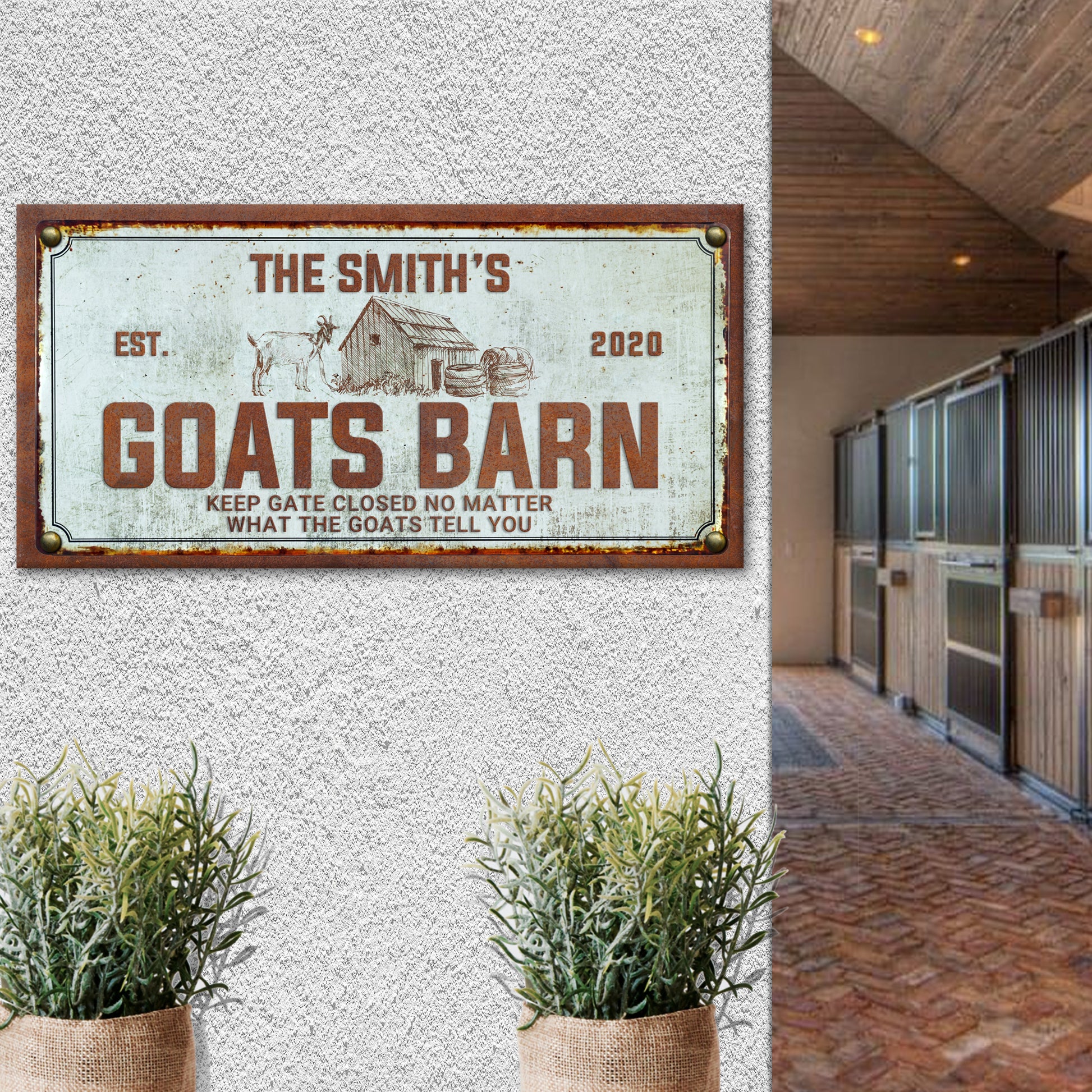 Goats Barn Vintage Sign II Style 1 - Image by Tailored Canvases