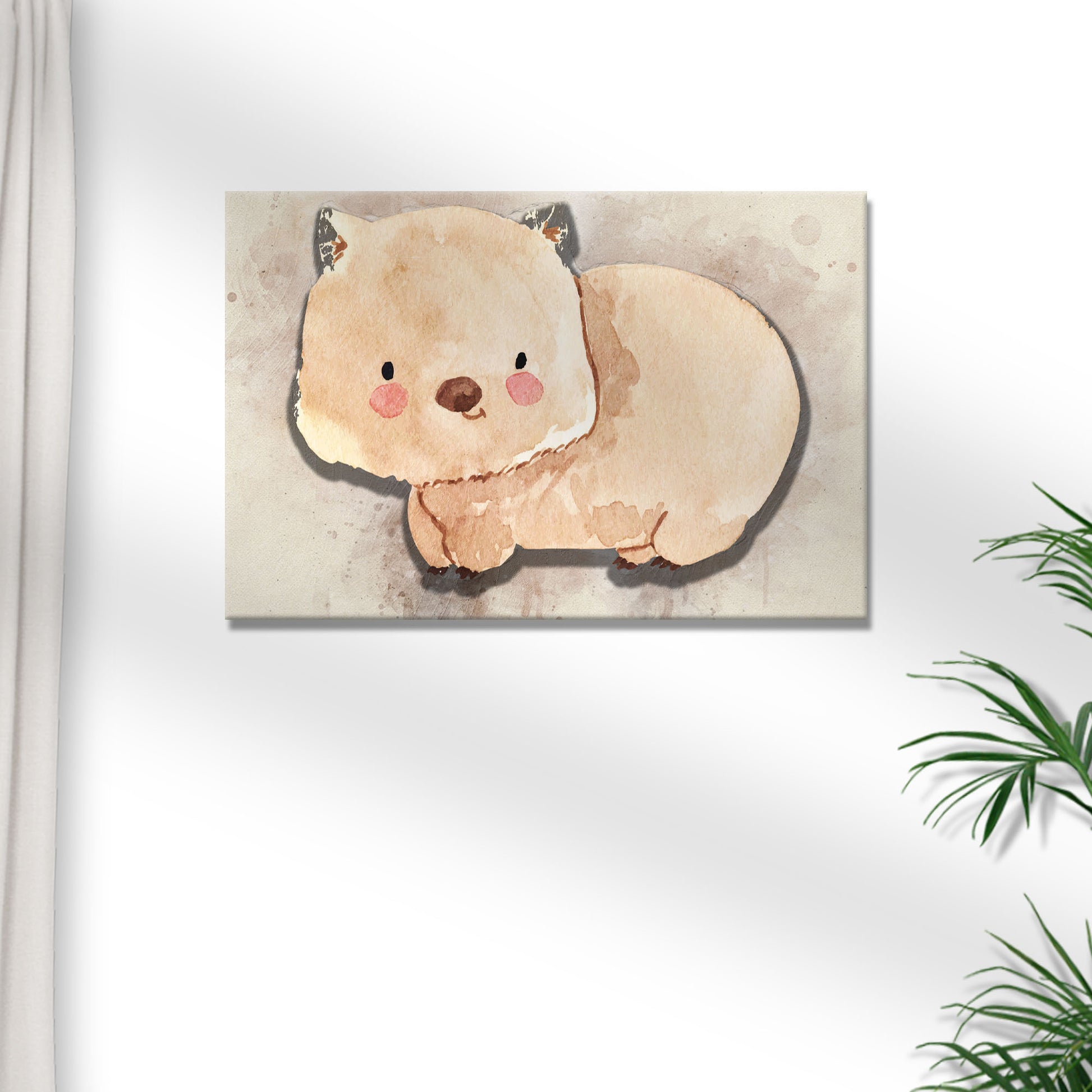 Animals Forest Wombat Watercolor Canvas Wall Art Style 2 - by Tailored Canvases