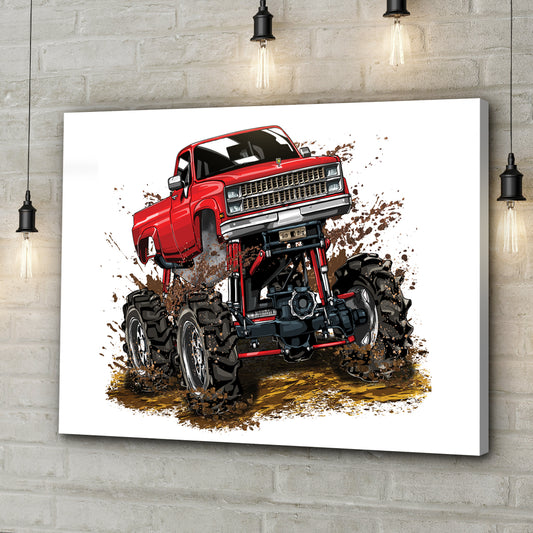 Monster Truck Painting Watercolor Canvas Wall Art II