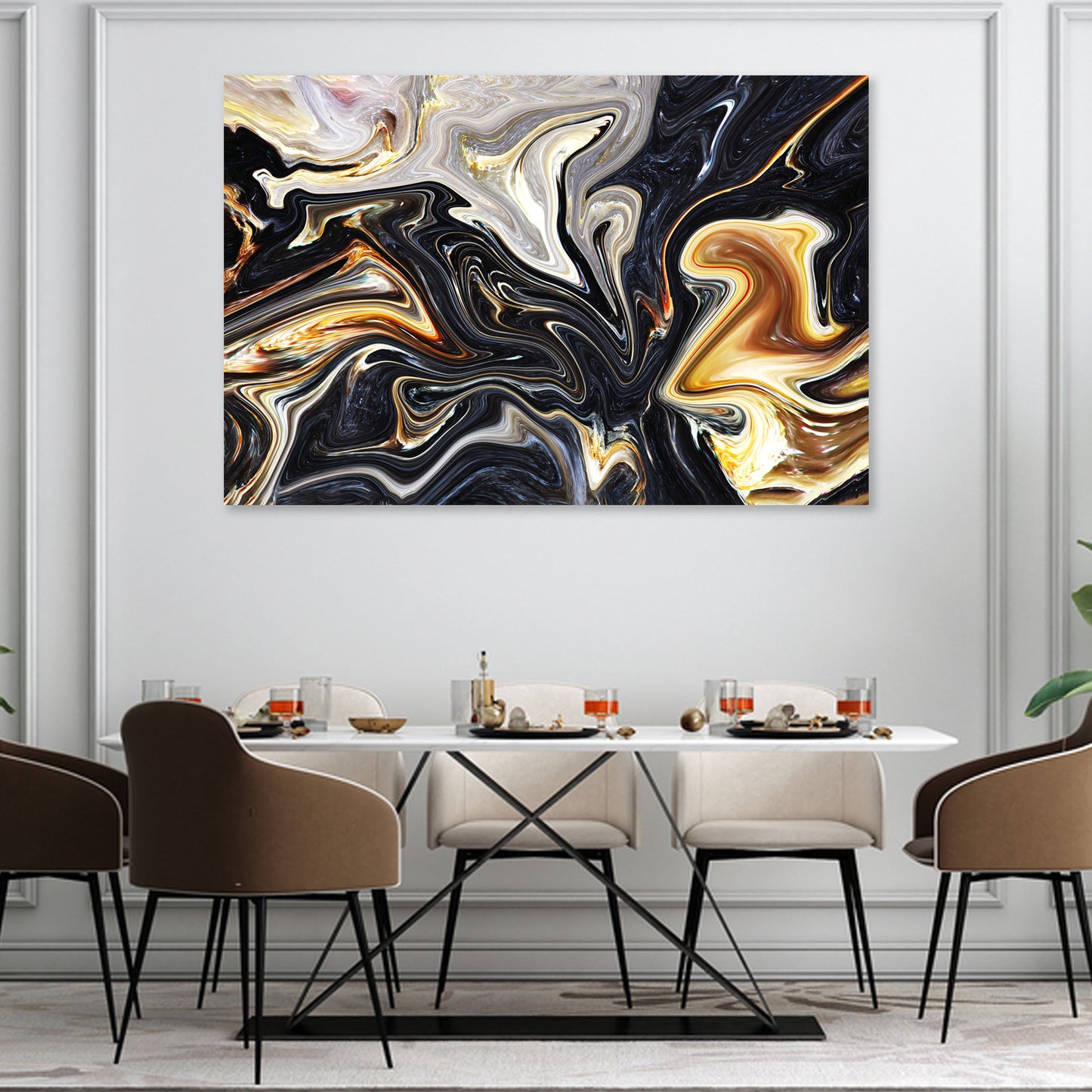 Black Gold Mix Abstract Canvas Wall Art Style 1 - Image by Tailored Canvases