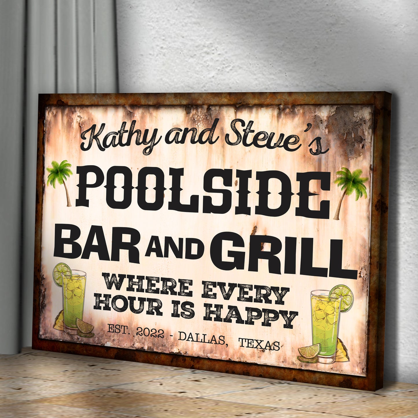 Poolside Bar And Grill Sign III Style 1 - Image by Tailored Canvases