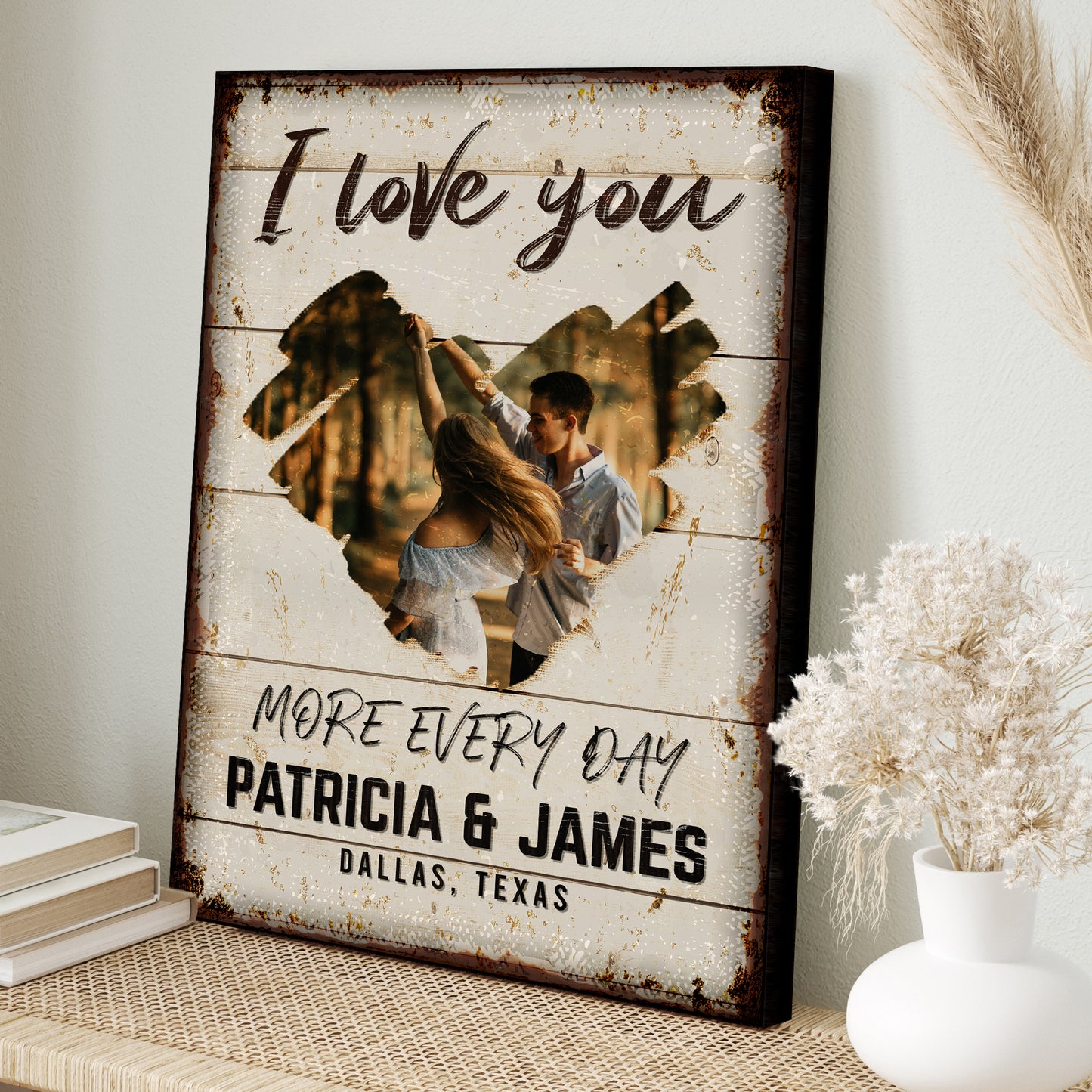 I Love You More Every Day Rustic Sign Style 2 - Image by Tailored Canvases