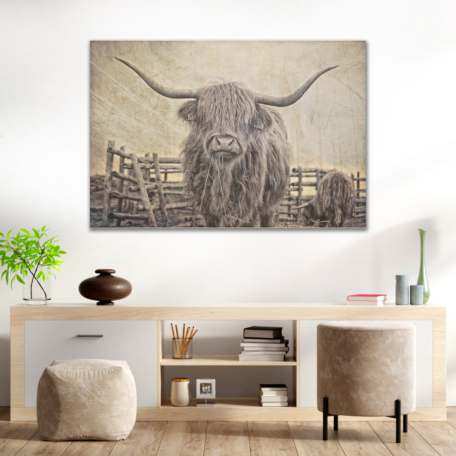 Highland Cattle Bath Canvas Wall Art III Style 1 - Image by Tailored Canvases