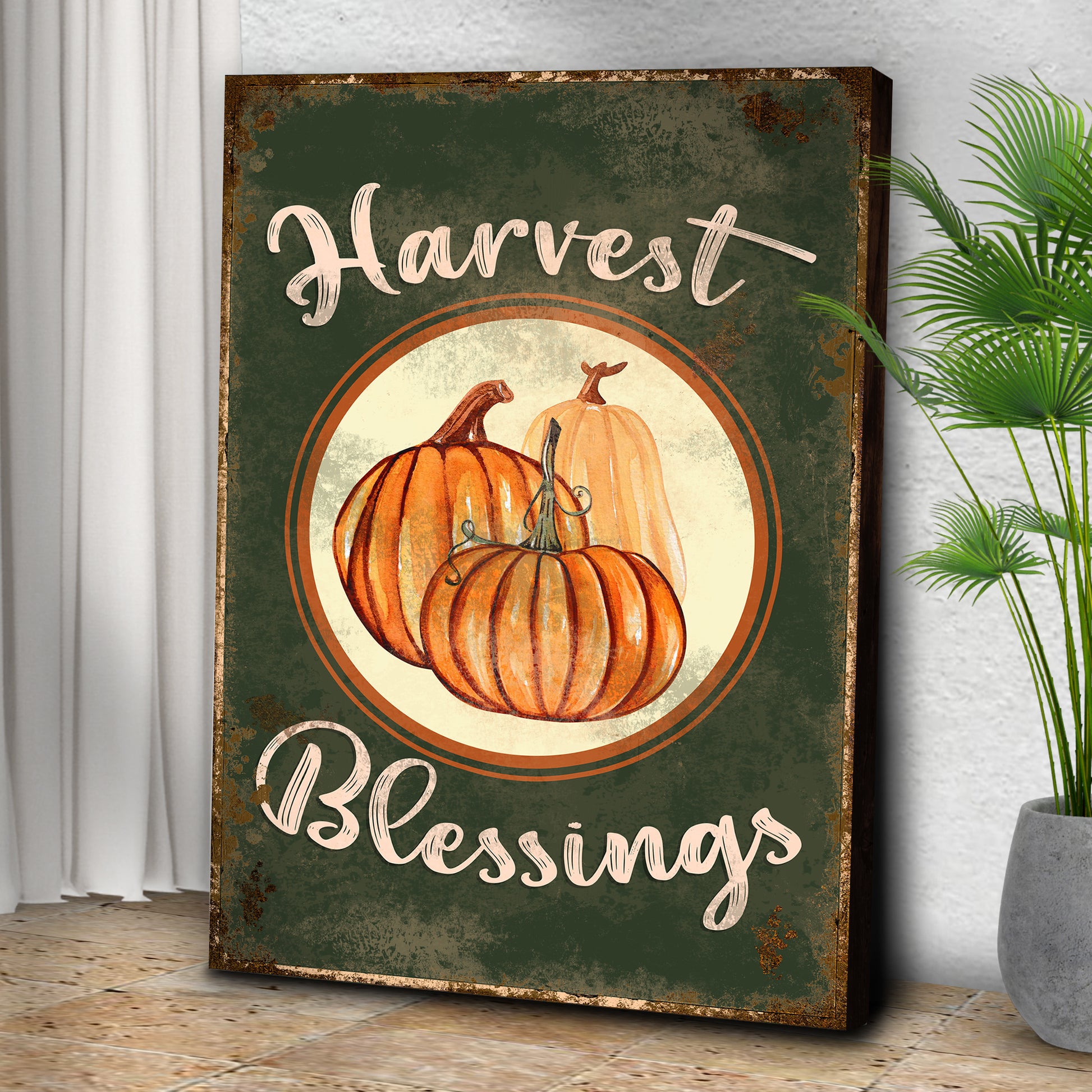 Harvest Blessings Thanksgiving Sign Style 1 - Image by Tailored Canvases